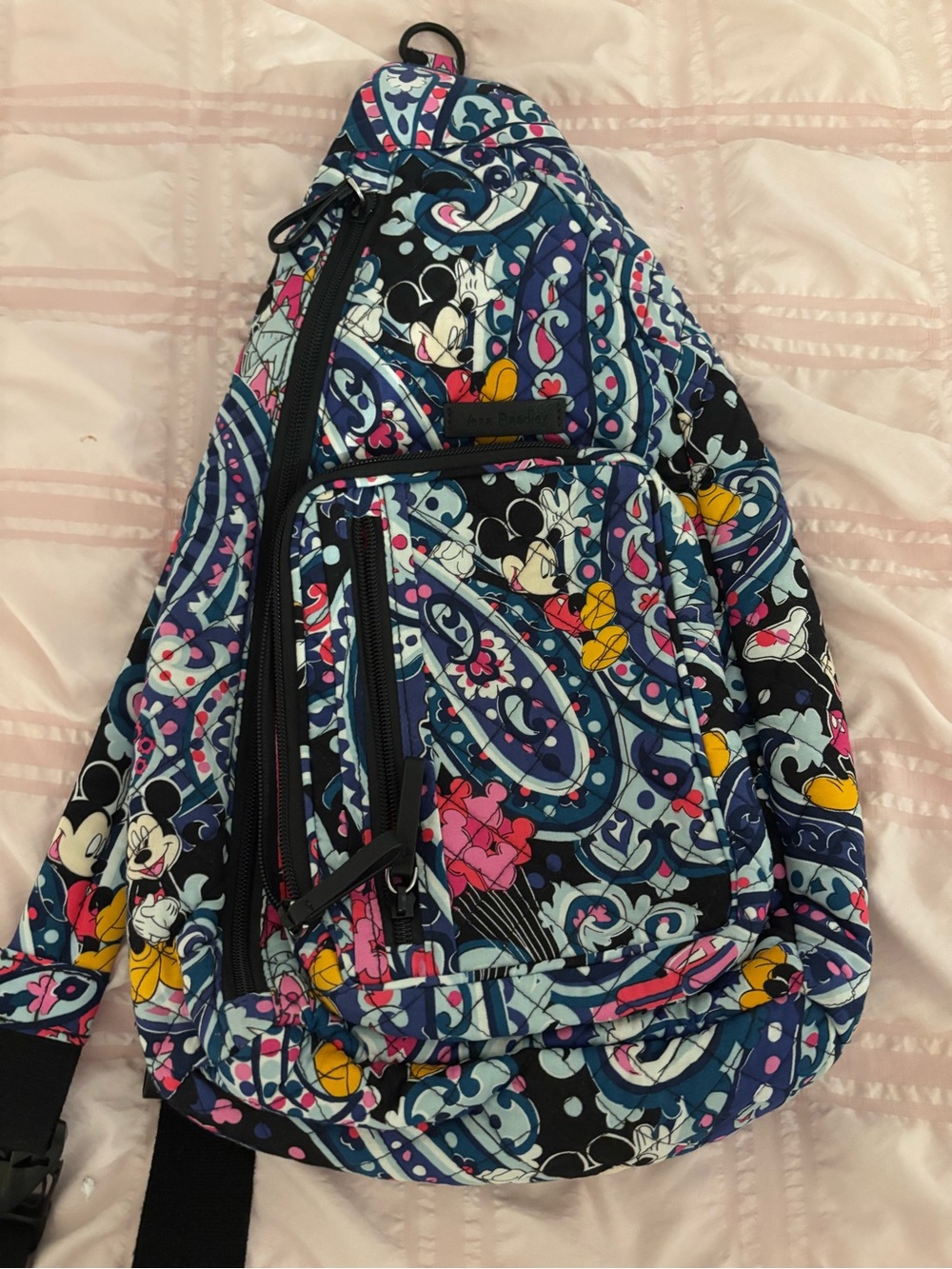 Vera Bradley Disney Mickey's Whimsical Paisley Iconic Sling Backpack W/ Wallet